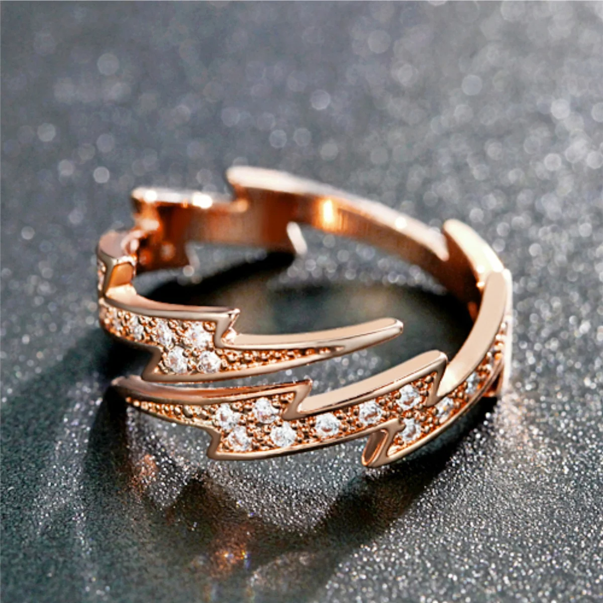 Zircon Rings Punk Hip hop Silver Color Lightning Open For Men Fashion Jewelry Gift Adjustable