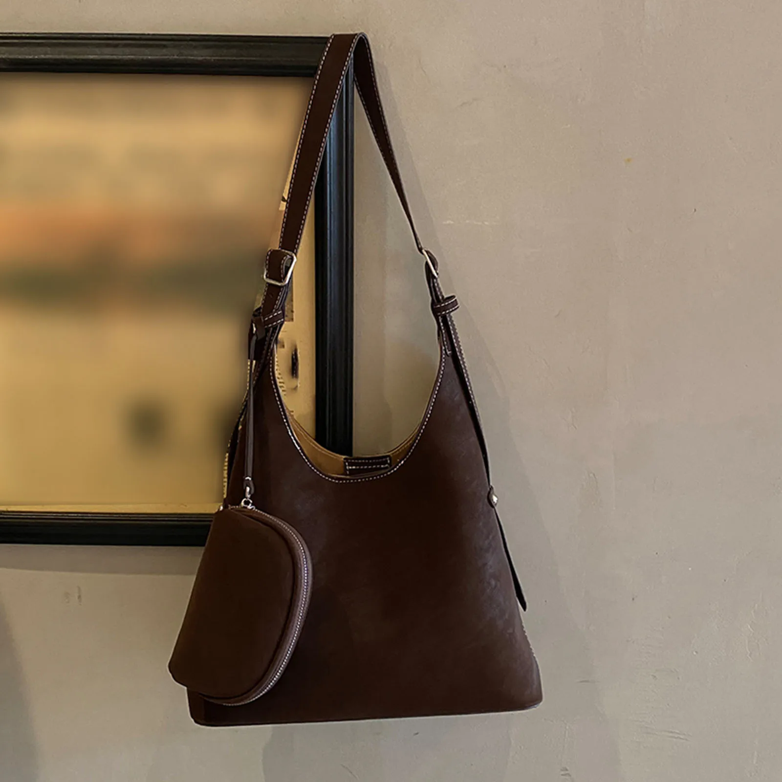 Women PU Leather Underarm Shoulder Bag with Adjustable Strap Shoulder Crossbody Bag Large Capacity Shoulder Bag for Work Travel