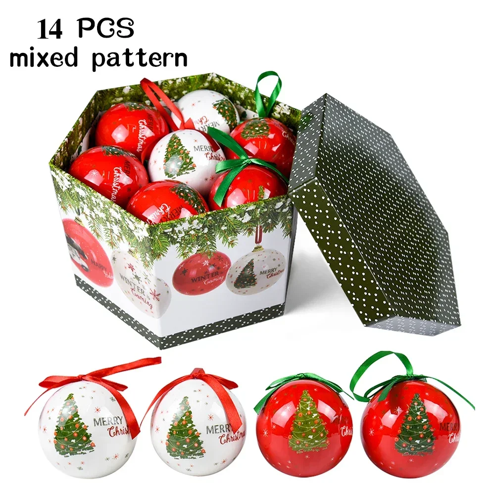 14 piezas de bolas colgantes para decoración de árbol de Navidad, juguete para fiesta, bolas colgantes, decoración del hogar, regalo de Navidad, juego de Navidad, bola de discoteca