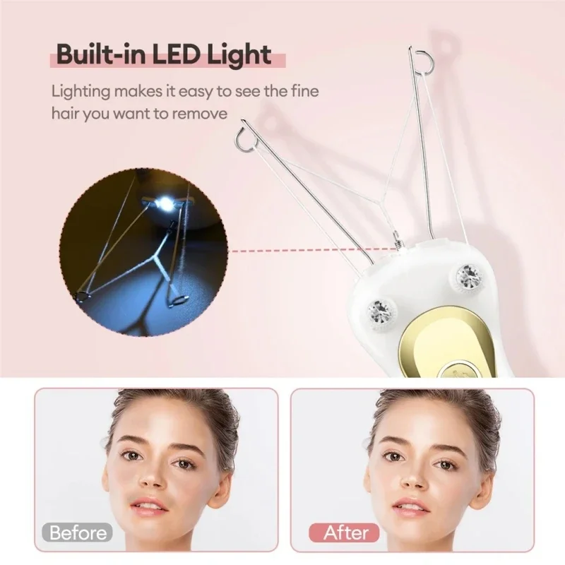 New Electric Facial Hair Removal USB Rechargeable Women Beauty Epilator Defeatherer Cotton Thread Depilator For All Body Parts 5