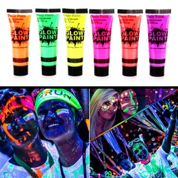 1pc Body Painting Luminiscent Paint Washable Face Body Art Paint UV Glow Fluorescent Glowing Halloween Party Beauty Makeup Dark