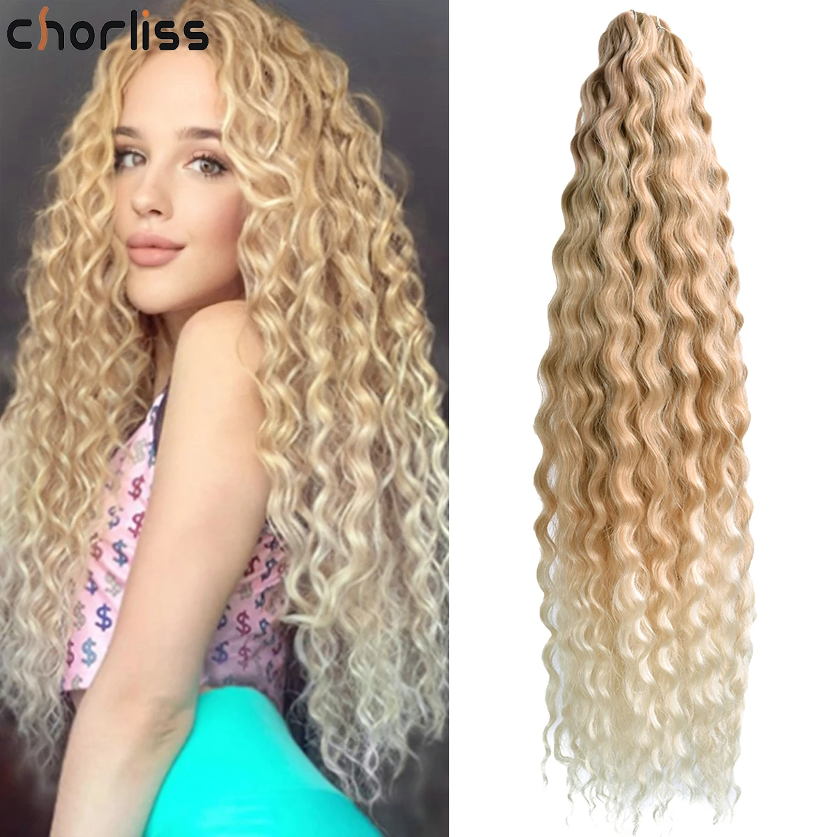 Ariel Curl Hair Water Wave Twist Crochet Hair Synthetic Crochet Braids Extension For White Women Deep Wave Braiding Hair