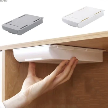 กล่องเก็บลิ้นชักที่ซ่อนอยู่, ออแกไนเซอร์ติดโต๊ะแบบมีกาวในตัวใต้โต๊ะออแกไนเซอร์สำหรับสำนักงาน/บ้านประหยัดพื้นที่ 1