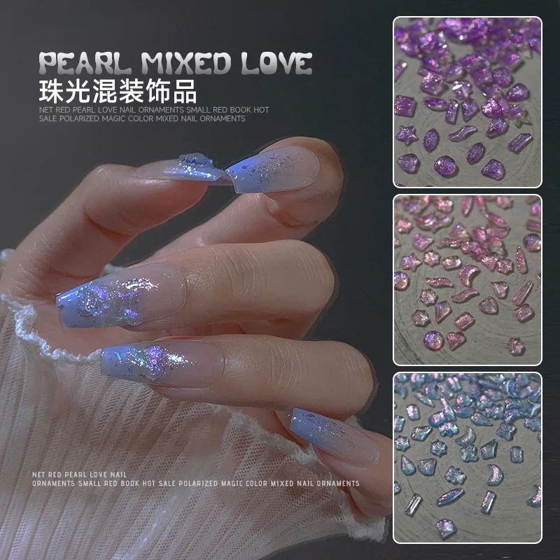 

30/40Pcs Aurora Love Heart Nail Art Charms 4-7mm Mixed Shiny Crystal Rhinestones Manicure Parts Resin Stone Nail Art Decorations