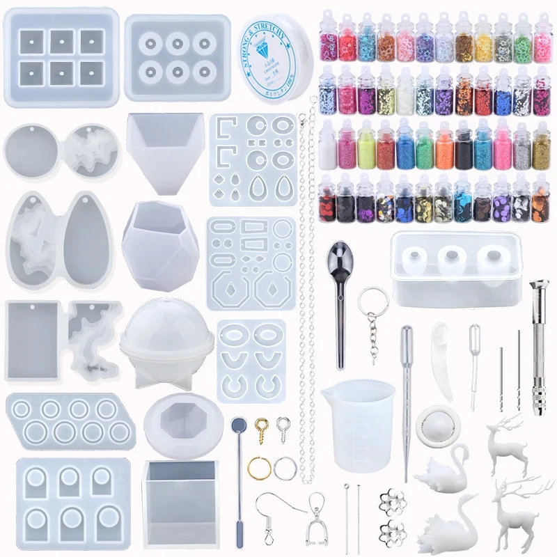 Epoxy Casting Molds Set Silicone UV Casting Tools Kits Resin Molds For Jewelry Making DIY Earring Findings 16 Styles