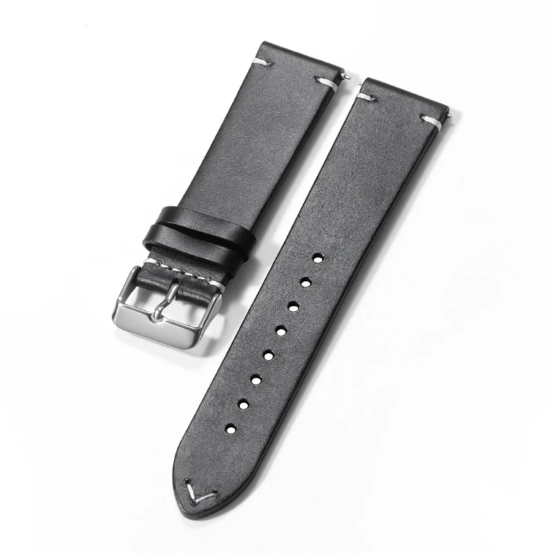 Vintage-Style Genuine Leather Quick Release Watch Band Strap