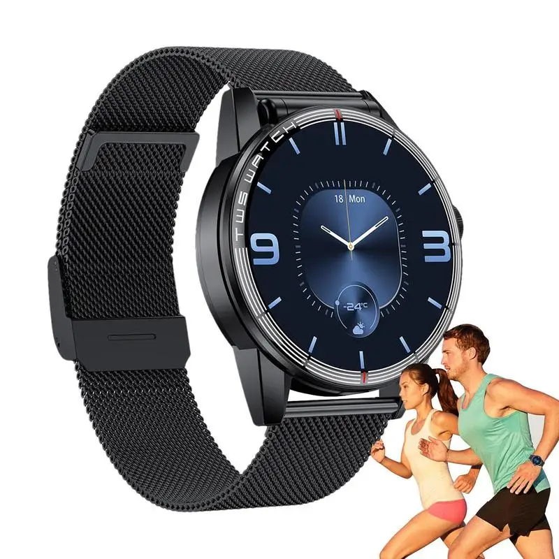 

Round Fitness Watch Round Sports Health Watch With Earbuds IP67 Waterproof Smart Sports Watch For Walking Cycling Hiking Yoga
