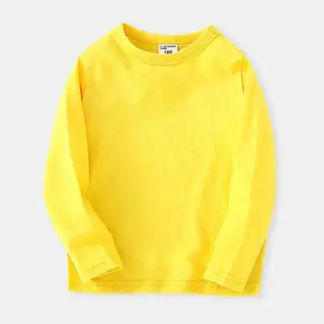 Autumn Spring Cotton Children T-shirt  Boys Girls Tees Long Sleeve White Shirt Kids Tops Baby Clothes Solid Black White Yellow
