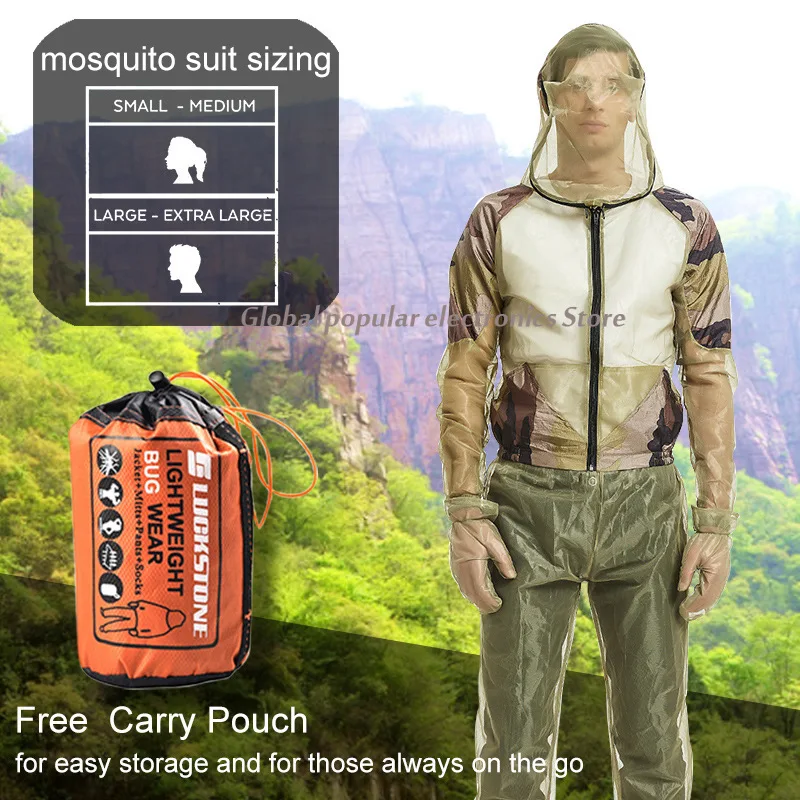 Outdoor Three Piece Mesh Mosquito Proof Clothing Jungle Adventure Wild  Fishing Mosquito Proof Coat Gloves Pants - AliExpress