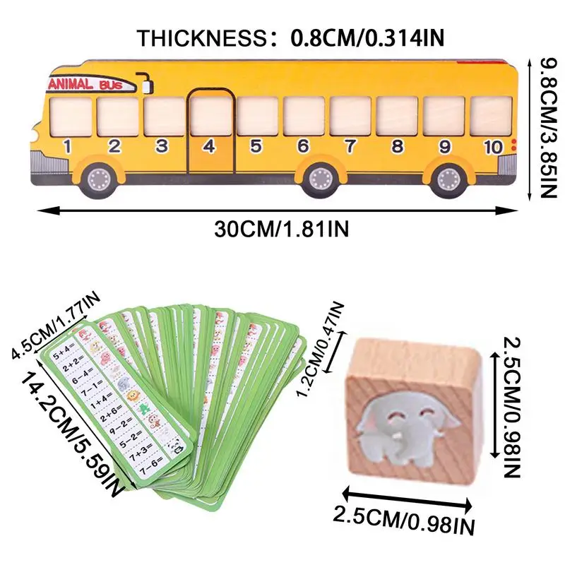 Math Toys Math Game Manipulatives Matching Games Wooden Number Animal Bus Logic Thinking Training Preschool Learning