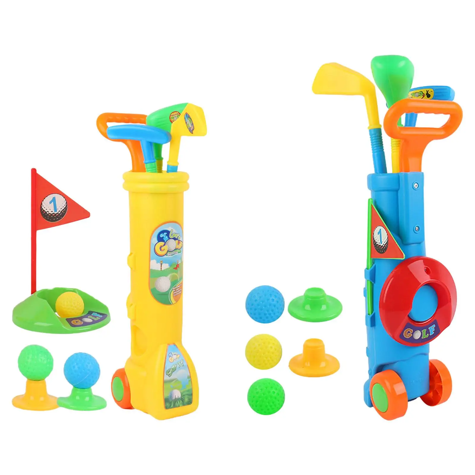 Kids Golf Club Set Toy Color Recognition Interactive Portable Outdoor Sports Toy Holiday Gift Babies Ages 3 4 5 6 Party Toy Kids