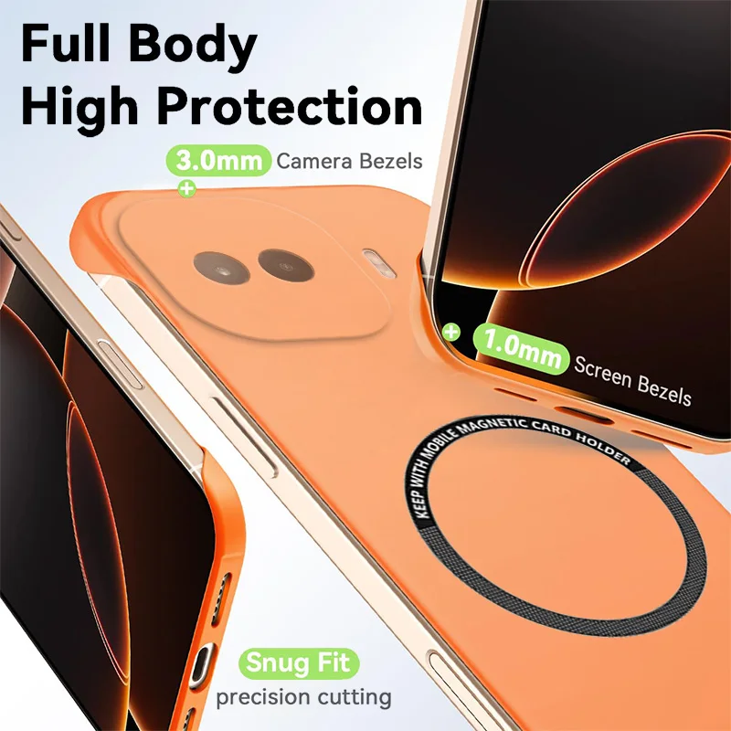 Sleek Magnetic Wireless Charging Case - Slim Frameless PC Shell Bumper Cover