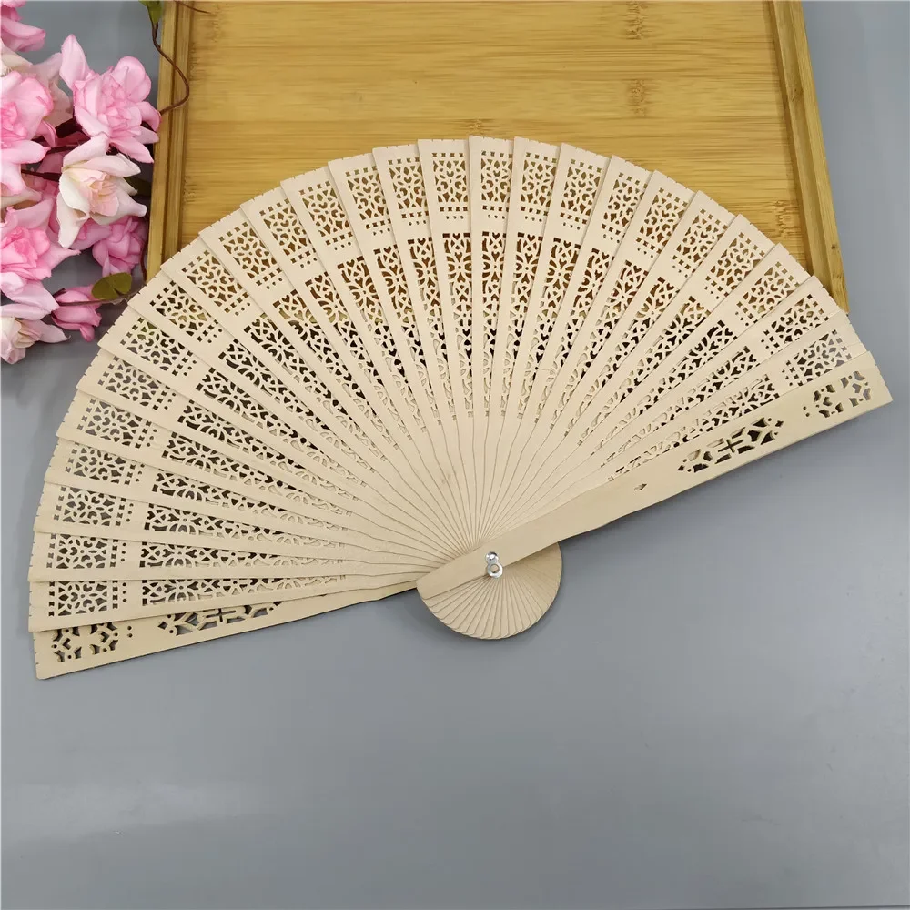 1pc Full flush fragrant wood fan Sunflower Hollowing out Folding fan Wedding return gift Wooden gifts Decorative handicrafts