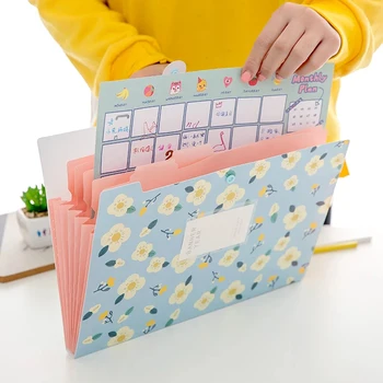 Organizzatore da scrivania espandibile Formato A4 Portadocumenti con 5 tasche Cartella portadocumenti Organizzatore di documenti Cartelle di file floreali Cartella a fisarmonica