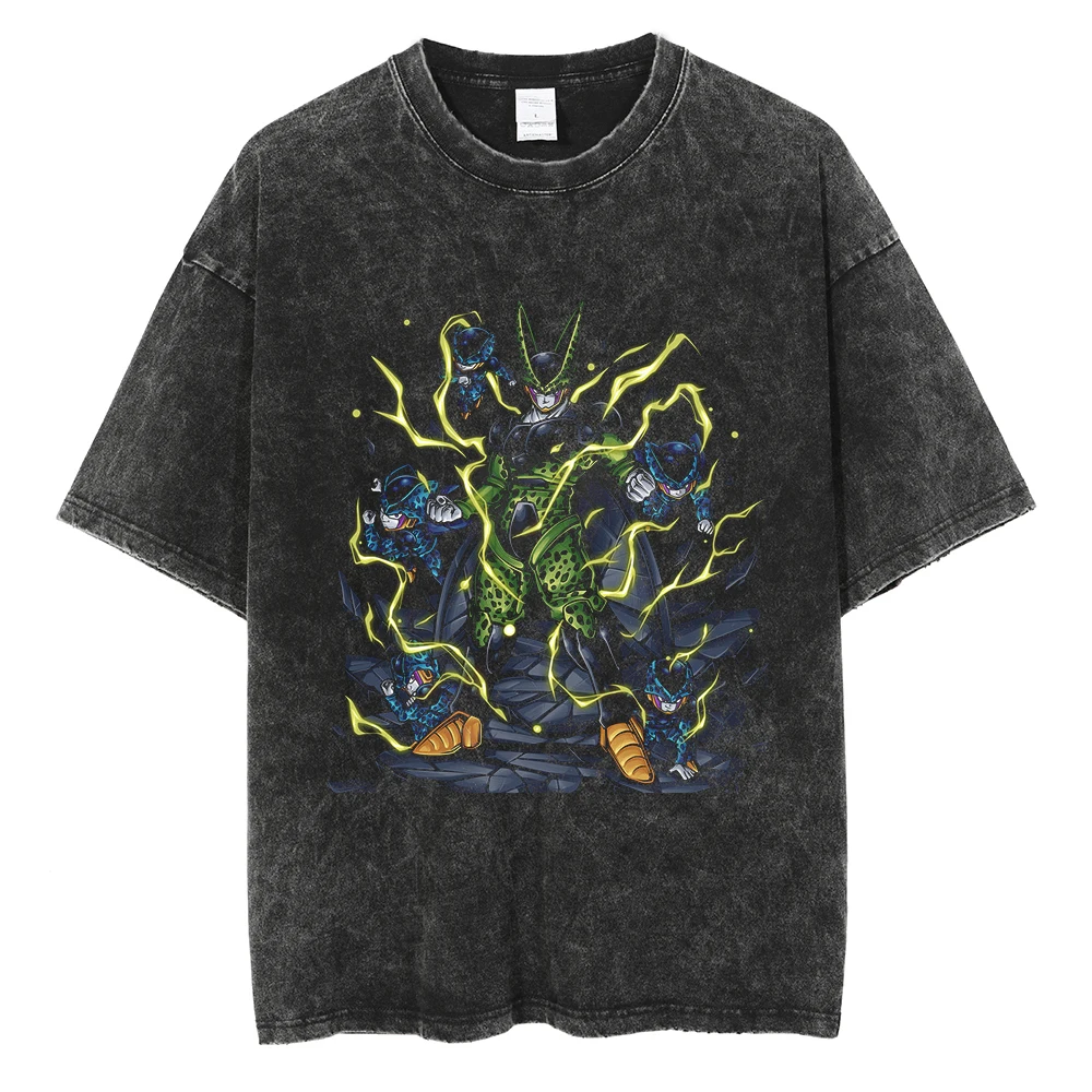 

Men Hip Hop Streetwear Washed Tshirt Retro Vintage Dragon Ball anime Graphic T-Shirt 2023 Harajuku Summer T Shirt Cotton Hipster