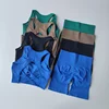 2 PCS Women's Seamless Yoga Set Sexy Sport Bra High Waist Sports Shorts Gym Fitness Sleeveless Workout Suit Sporstwear 3