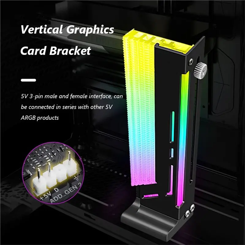 FEDI-Cm-GH2 수직 GPU 스탠드 냉각 지원 다채로운 5V A-RGB 브래킷 컴퓨터 그래픽 비디오 카드 홀더