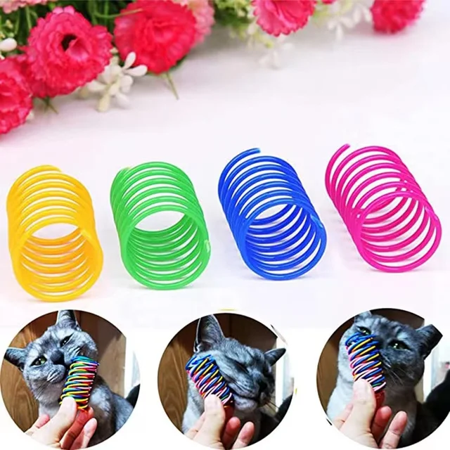 8/20/50Pcs Kitten Cat Toys Wide Durable Heavy Gauge Cat Spring Toy Colorful Springs Cat Pet Toy Coil Spiral Springs Pet Intera 2