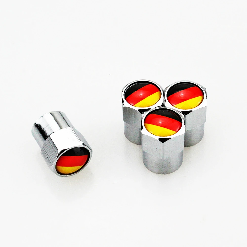 4 X Metal Car Wheel Tire Valve Caps Covers German Flag Logo Auto