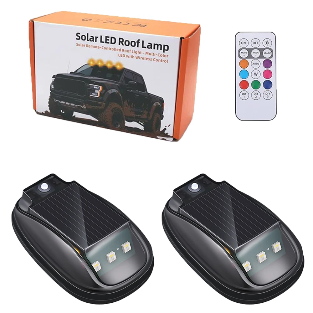 ตัวเลือกสินค้า ไฟส่องสว่างหลังคารถยนต์พลังงานแสงอาทิตย์ LED สโตรบ RGB ไร้สาย