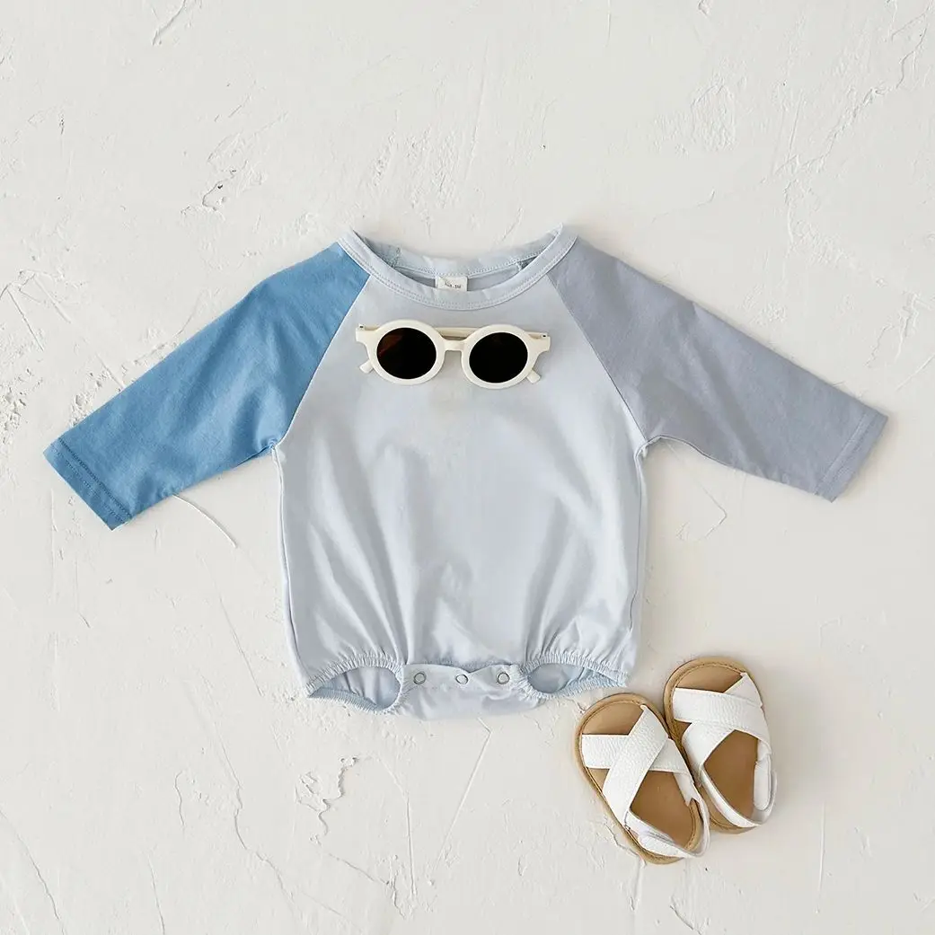 New Spring Baby Boy Girl Bodysuit Long Sleeve Bubble Romper Round Neck Side Newborn Baby Clothing Unisex Toddler Infant 0-18M 3