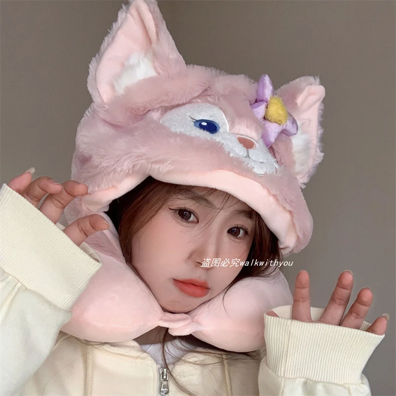 Cute LinaBell Hooded U-shaped Neck Pillow Cartoon Donald Duck StellaLou ShellieMay Lolita Travel Nap Pillow With Hat Gifts Girl 3