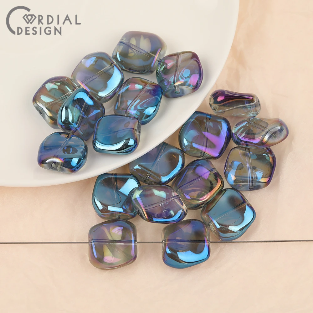 Cordial Design 17*18MM 100pcs Hand Made/DIY Glass Bead/Aurora Effect/Irregular Shape/Jewelry Findings & Components/Beads Making - cordial