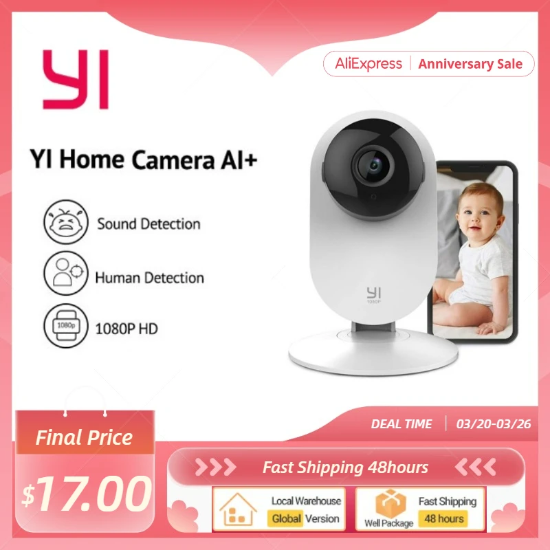 YI 1080p Home Camera IP Camera Smart Video Cams With Montion Detect Wifi Camera Security Protection Mini Camera Pet Cat Dog Cam