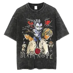 Harajuku Vintage Washed Anime Graphic Oversized Cotton Streetwear Tee - XXXL (Black-SIK040C)