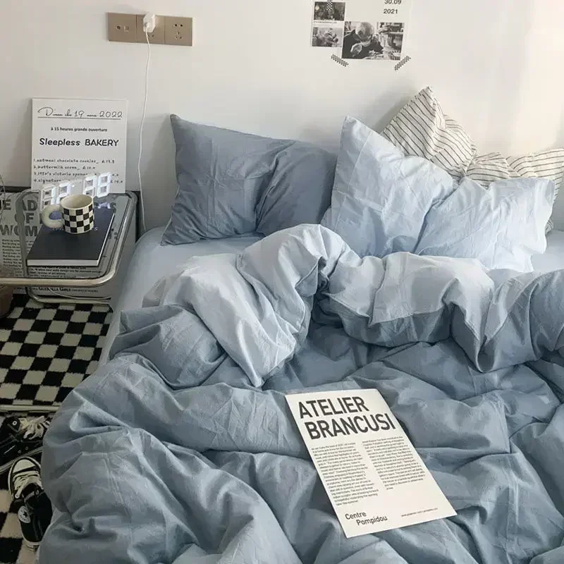 Solid Color Double Couple Duvet Cover Double-sided Nordic Simplicity Queen Size Quilt Cover 200x230 duvet cover