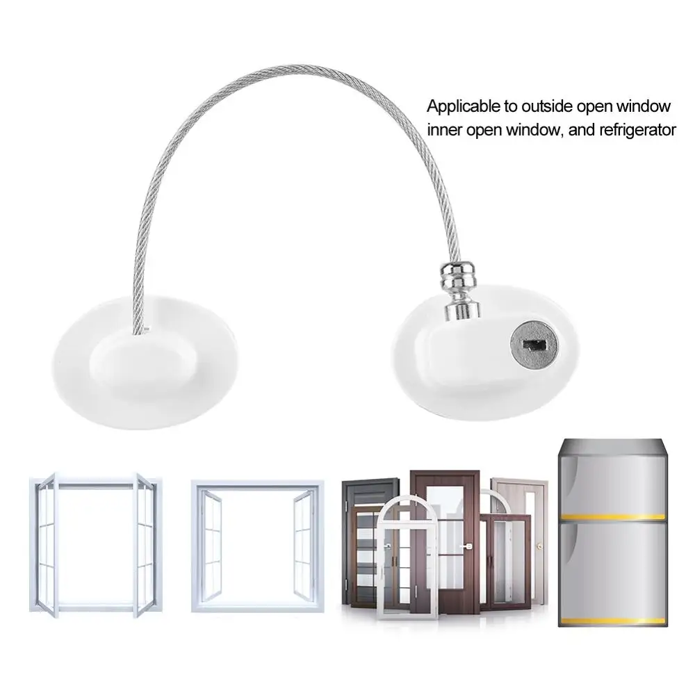 White 1pc Baby Safety Locks Baby Child Safety Window Refrigerator Opening Security Cable Door Lock
