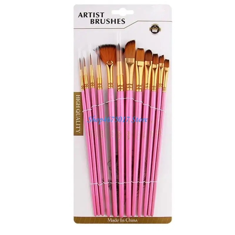 H4GA 12pcs 다기능 아티스트 페인트 브러시 아티스트 페인트 브러시 유화 브러쉬 전문 브러쉬 세트 오일 아크릴