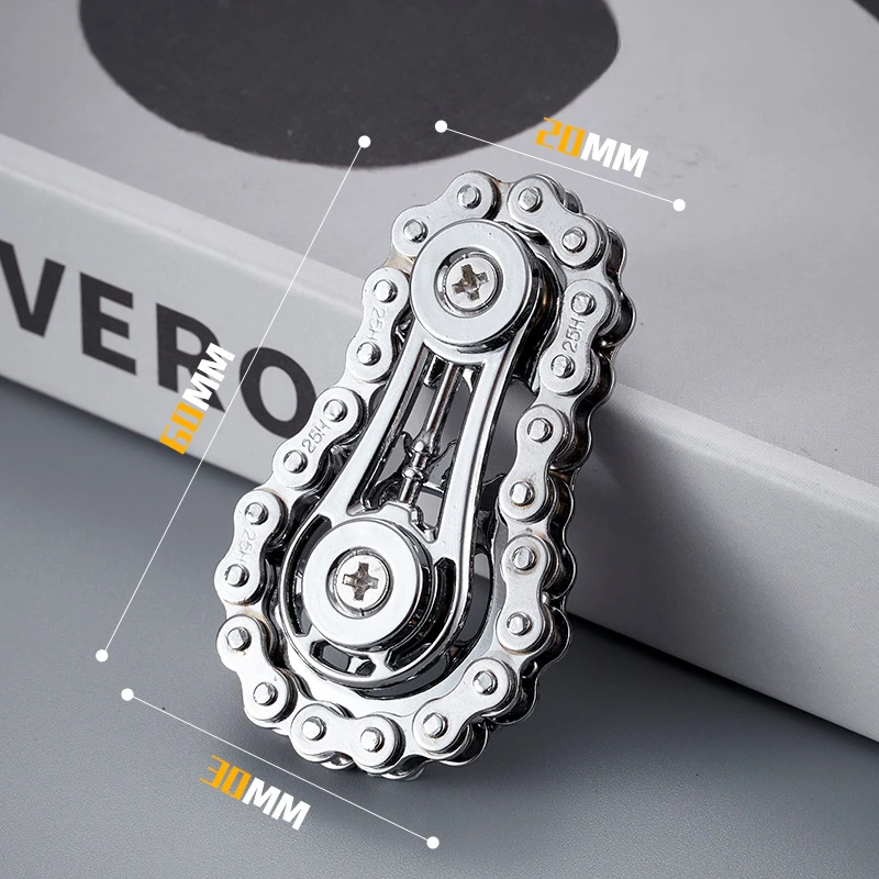 EDC 메탈 기어 체인 Fidget Spinner 롤러 합금 스트레스 감소 장난감 Antistress 감압 핸들 회전 성인