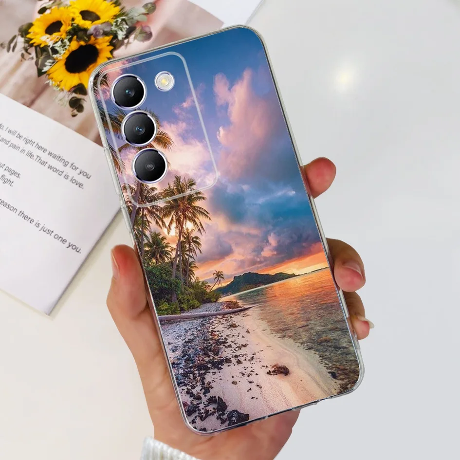 Elegant Flower Transparent Silicone Soft Back Cover