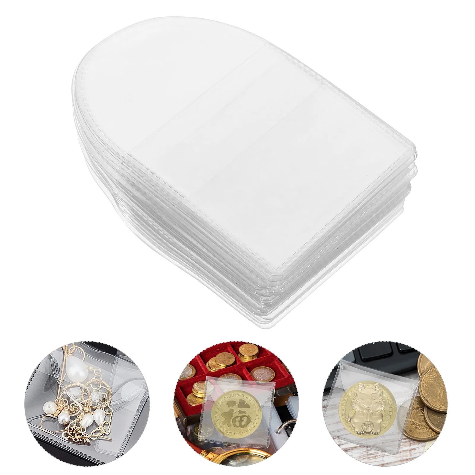 

40 Pcs Money Bags Collection Transparent PVC Badge Coin Storage Pieces Packing Pouches Box Currency Plastic Holders