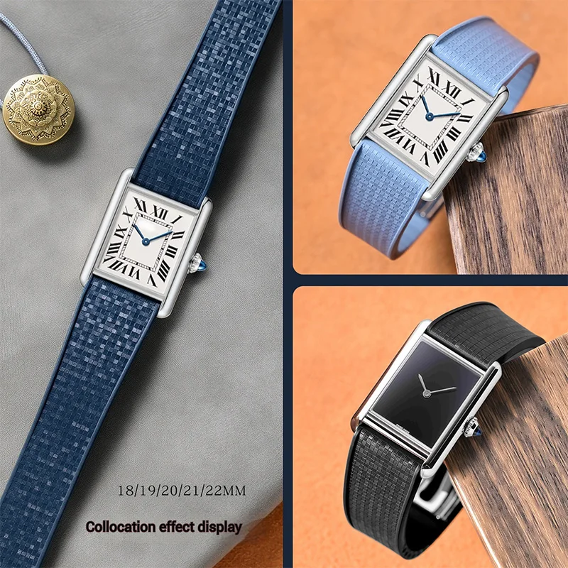 Fashionable Marseille Pattern Fluororubber Smartwatch Strap - Men's High-End Watch Accessory