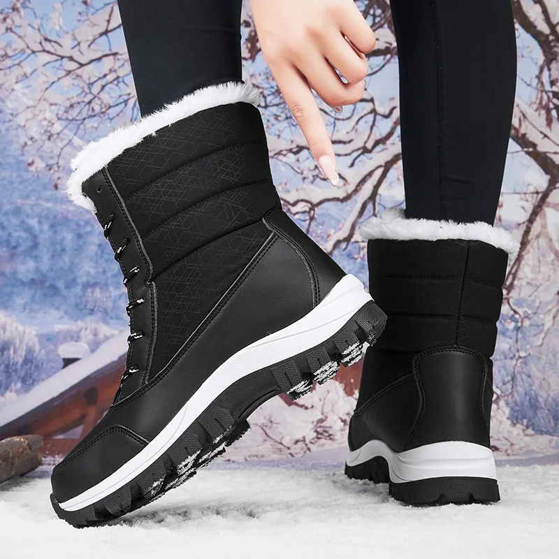 Women's Snow Boots Winter Thermal Fur Lined Boots Waterproof Hiking Trekking Ankle Booties for Woman_voghion.com