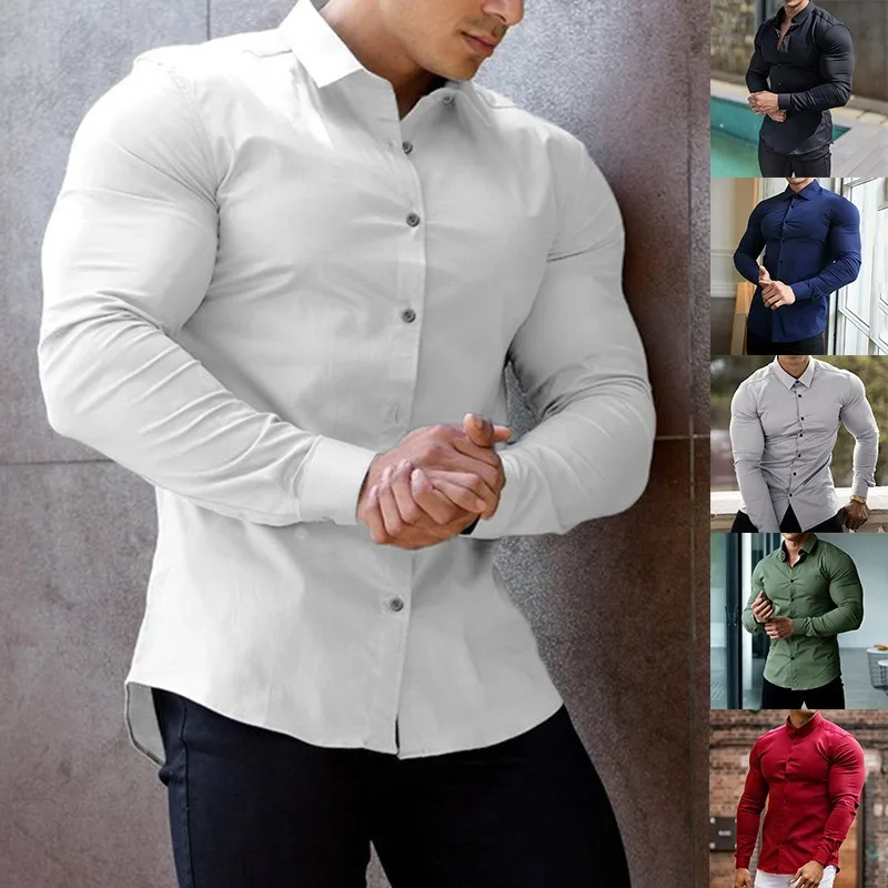 

Business Shirt Non-iron Professional Work Summer Wrinkle White Shirt