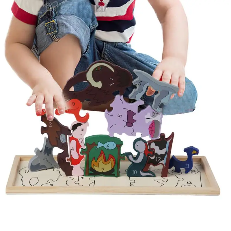 

Animal Number Puzzle Cartoon Blocks Animal Pattern Wooden Stacking Balancing Game Montessori Educational Toy For Boys And Girls