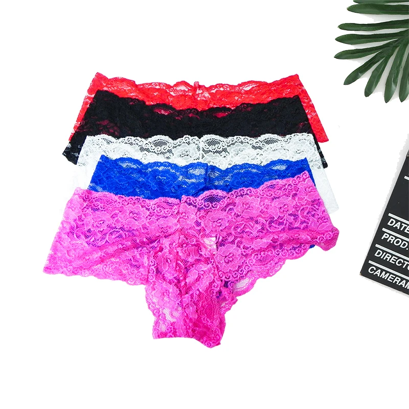 Men Underwear Sexy Panties Men's Sexy Lace Boxer Flora See Through Underwear Exotic Transparent Sissy Crossdressing Lingerie Breathable Bulge Pouch Panties