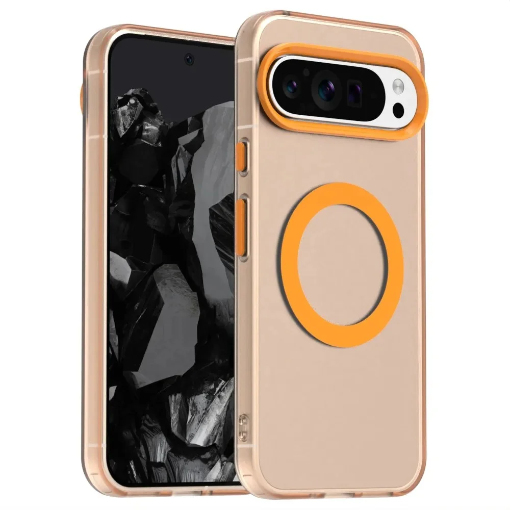 Vibrant Frosted Magnetic Clear Case with Wireless Charging and Shockproof Protection