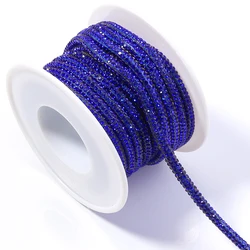 Colorful Rhinestone Chain - Crystal Dense Cup Banding for DIY Jewelry, Bows, and Headwear (Deep blue)