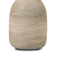 Table d'appoint au design inspiré du bowling, table basse moderne en marbre et texture travertin 5