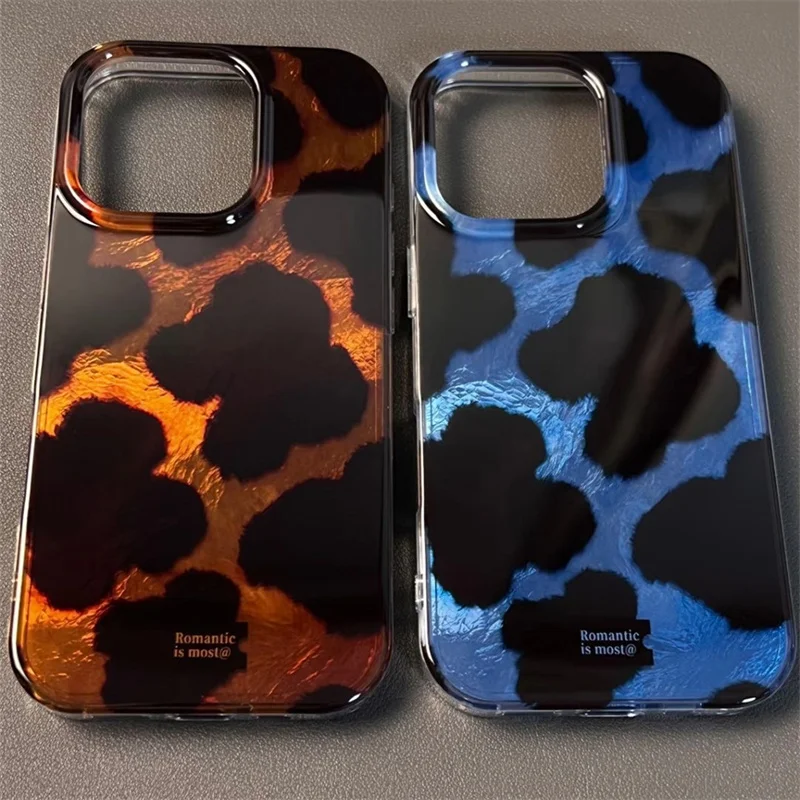 Blue Brown Leopard Pattern Personalized Phone Case