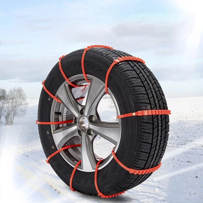 AAZRZRZ 12 pcs snow tire chain skid chain Adjustable nylon zipper tie track claw emergency strap Durable stable skid red