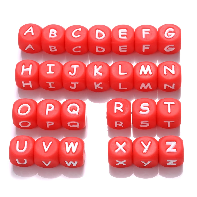 12mm Silicone Letter English Alphabe Beads Food Grade Silicone Chewing Beads DIY Baby Teething Toys Necklace Pendant 10Pcs/Lot