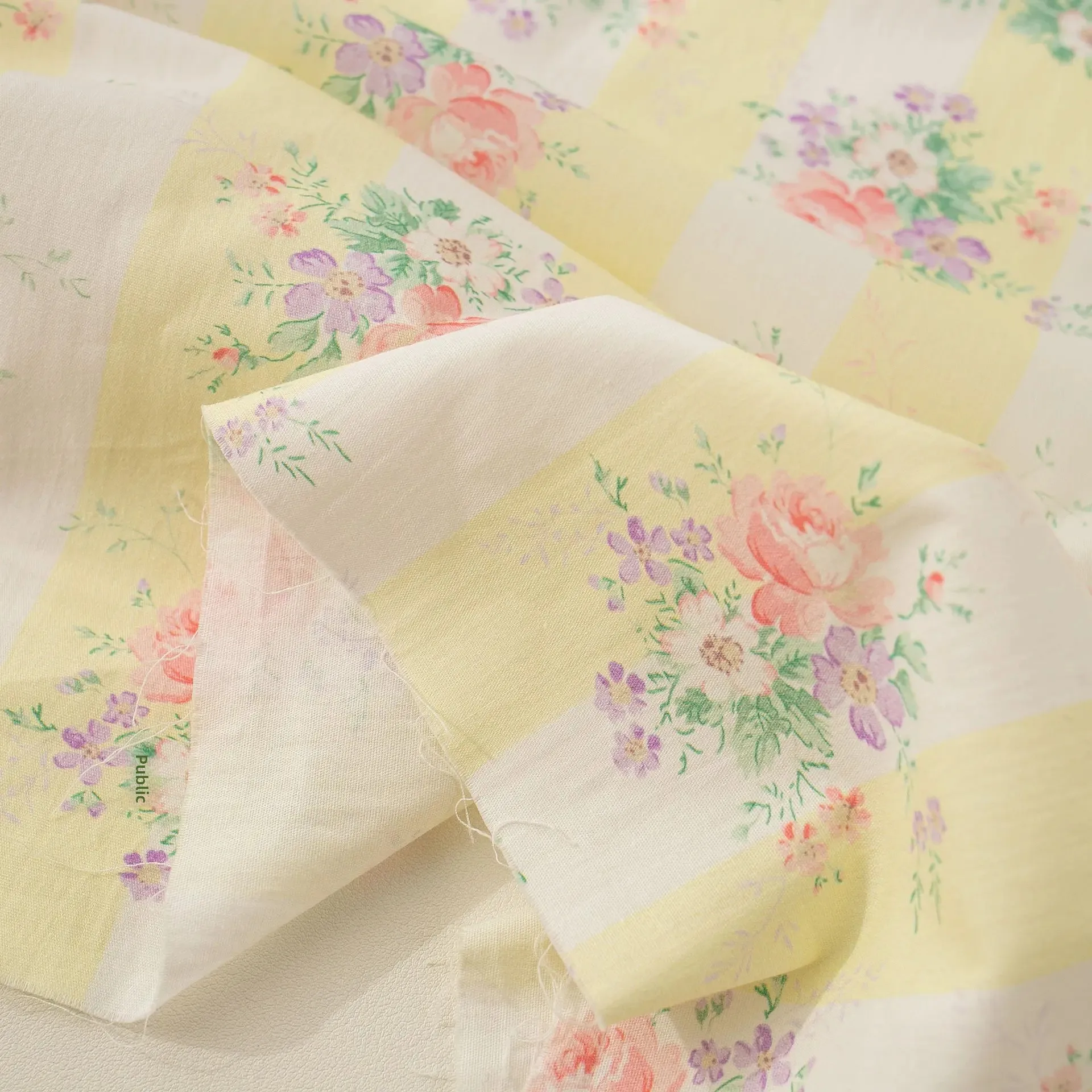 Pure Cotton 60pcs Digital Printing Fabric Korean Style Fresh Striped Flower Women's Clothing Children's Wear Cotton Homewear