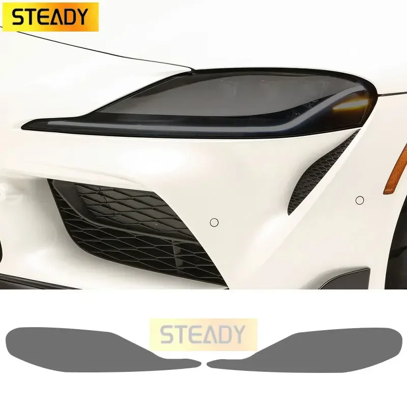 

2 Pcs Car Headlight Protective Film Front Light Transparent Smoked Black TPU Sticker For Toyota Supra 2020 2021 2022 MK5 J29