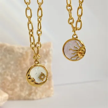 Round Sun Moon Necklace