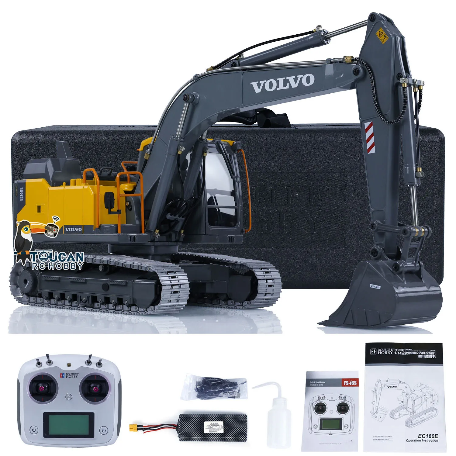 

Double E Metal 1/14 RC Hydraulic Excavator EC160E E111 Radio Control Diggers RTR Model W/ ​Battery Light As Boy Birthday Gift
